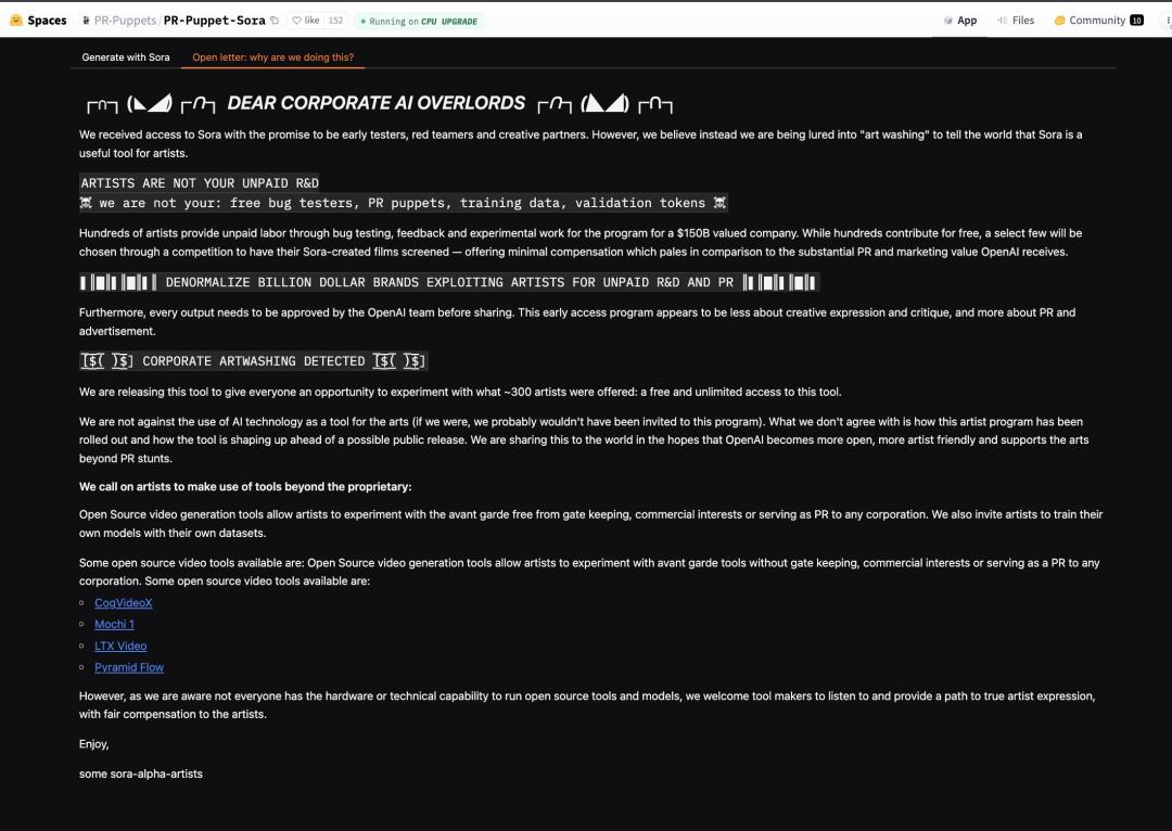 OpenAI视频生成工具Sora内测泄露：艺术家不满与艺术洗白争议  第1张