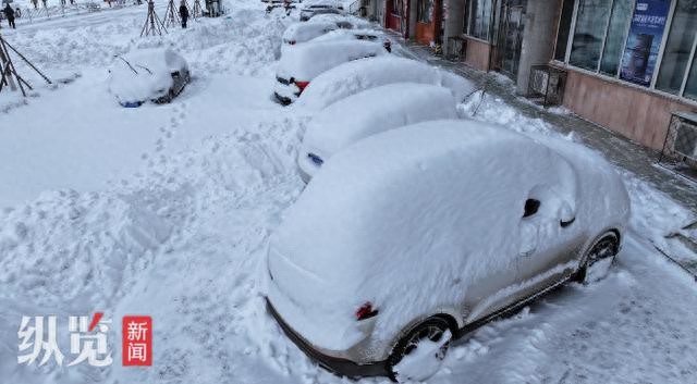 黑龙江鹤岗市遭遇特大暴雪，市区积雪深度达49厘米，全市交通和学校受影响  第1张