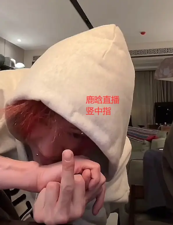 鹿晗凌晨直播放飞自我，红发素颜出镜引热议，直播间骂人竖中指引争议  第1张