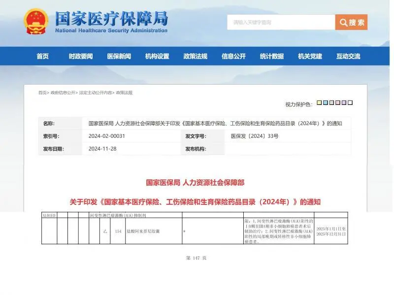 安圣莎®纳入国家医保目录，助力ALK阳性早期非小细胞肺癌患者走向治愈之路  第1张